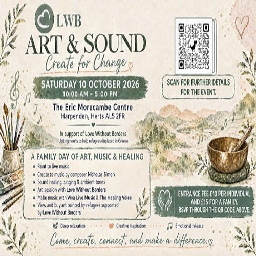 Art and Sound Event for Charity Love Without Borders supporting refugees through Art — event image